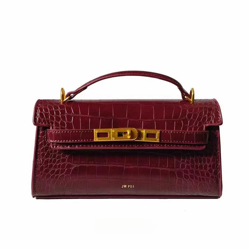 Crocodile Embossed Shoulder Bag in Pu Leather