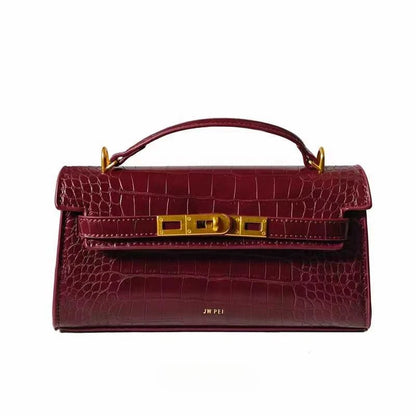 Crocodile Embossed Shoulder Bag in Pu Leather