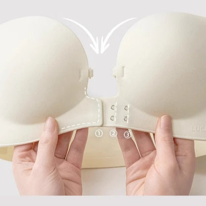 Seamless Push Up Strapless Bra for Women Adjustable Solid Color