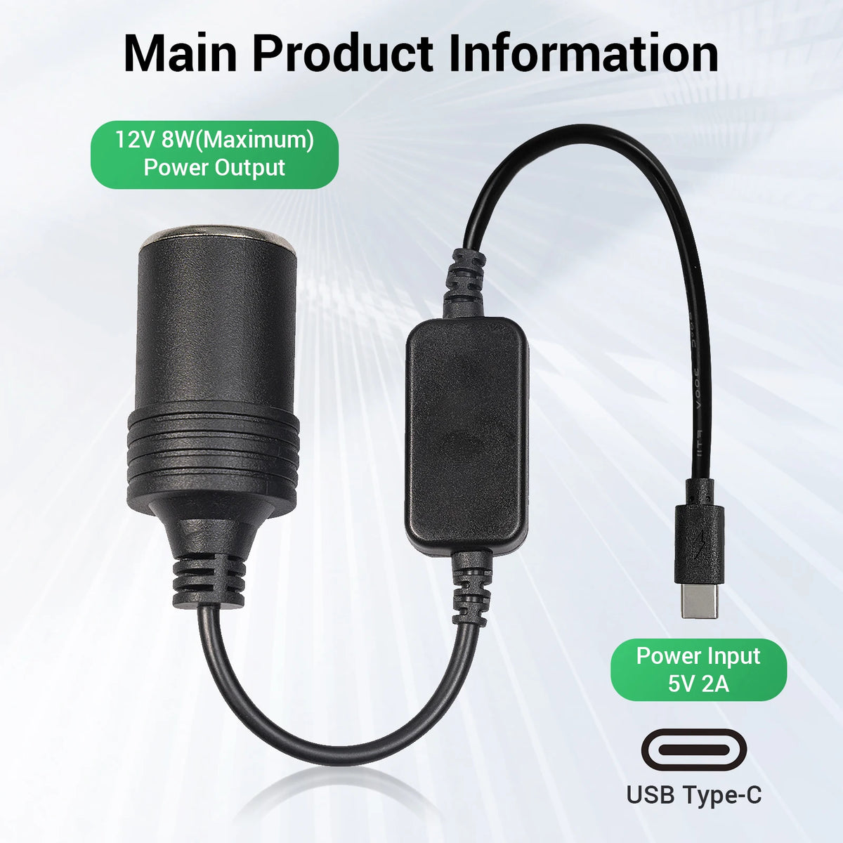 5V 2A USB to 12V Cigarette Lighter Socket Adapter