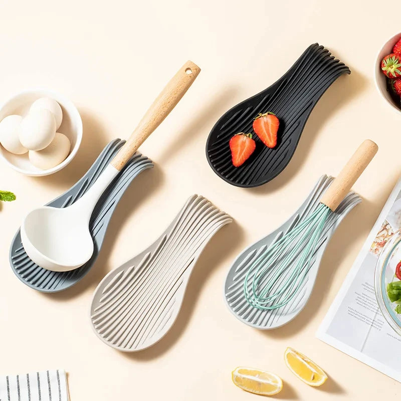 Silicone Spoon Holder and Kitchenware Tray