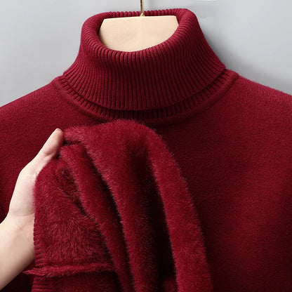 Mens Knitted Turtleneck Sweater Slim Fit Casual