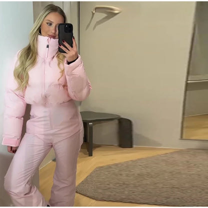 Women's Windproof Thermal Turtleneck Ski Jumpsuit