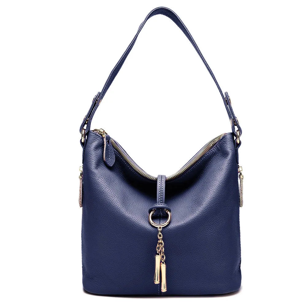 Zency Red Genuine Leather Hobo Shoulder Bag