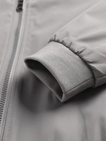 Men's Casual Zipper Jacket in Polyester for Spring and Autumn