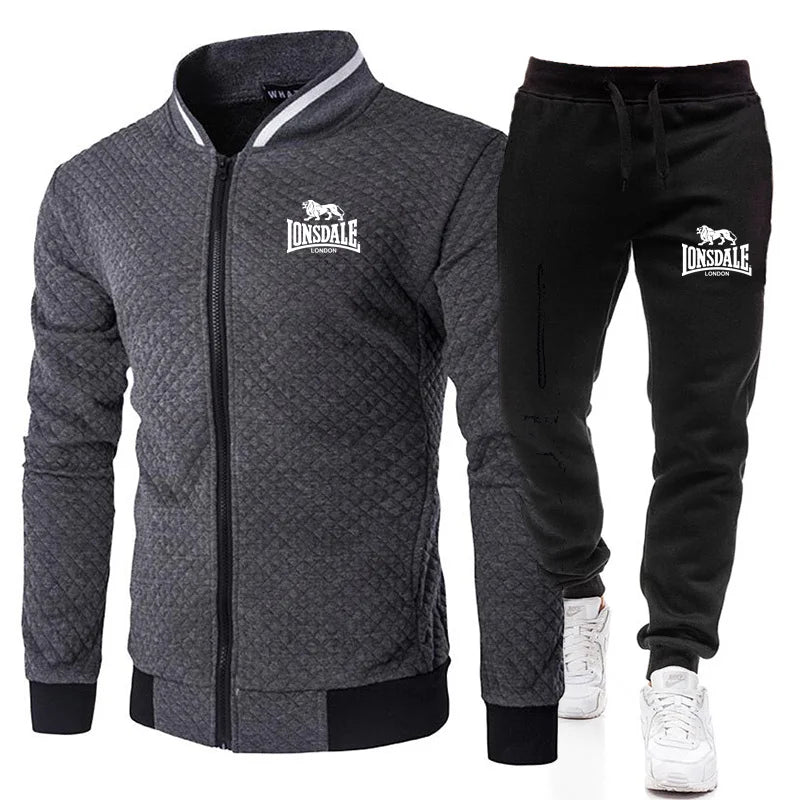 Men's Casual Spring and Autumn Zipper Jacket Set
