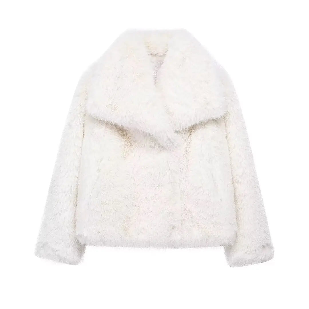 Cropped Faux Fur Jacket Coat for Women