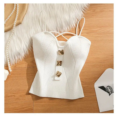 Knitted Camisole Tank Top for Women Summer Outerwear