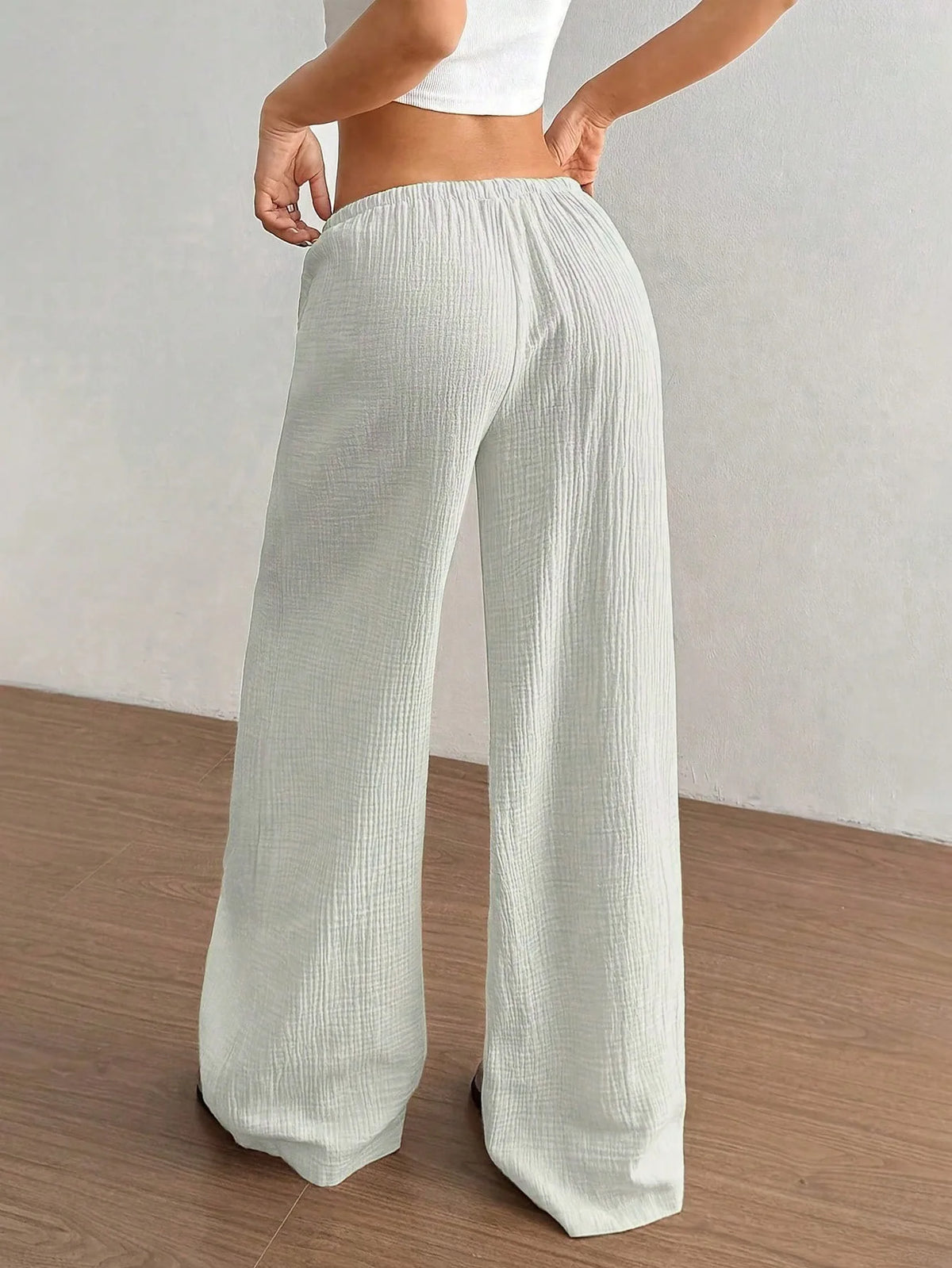 Women's Casual Solid-Color Wide-Leg Pants