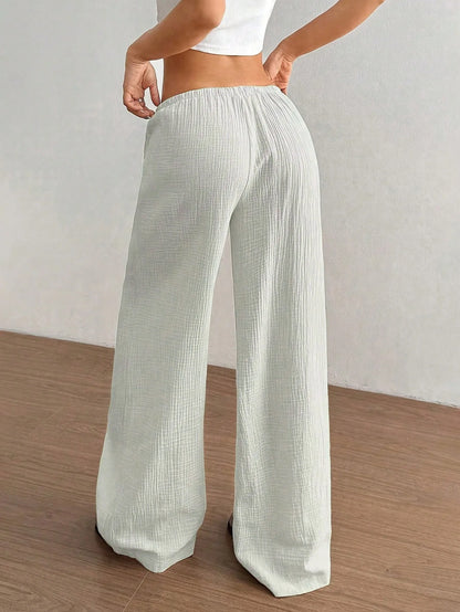 Women's Casual Solid-Color Wide-Leg Pants