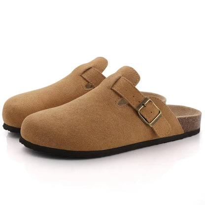 Comwarm Women's Suede Mules Slippers with Cork Insole