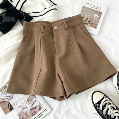 Vintage Solid High Waist A-Line Shorts for Women