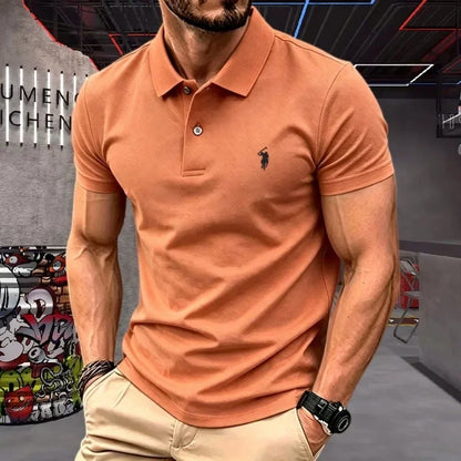 Men's Short Sleeve Polo Shirt Cotton Embroidery Casual