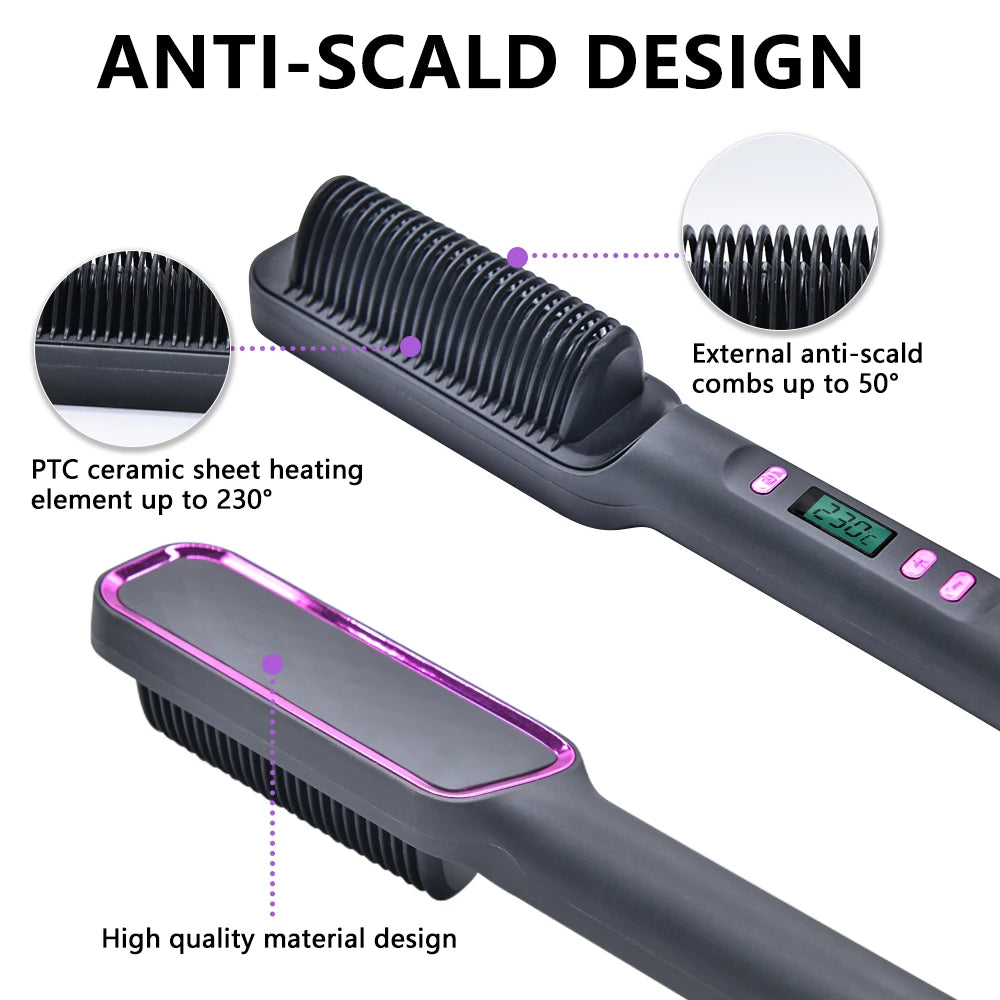 Electric Hot Comb Straight Hair Straightener Brush