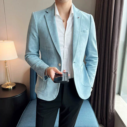 Men's Slim Fit Velvet Blazer Coat for Business and Weddings