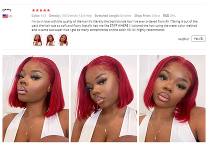 613 Blonde Bob Human Hair Lace Frontal Wig