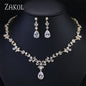 ZAKOL Brilliant Zirconia Leaf Jewelry Set for Women