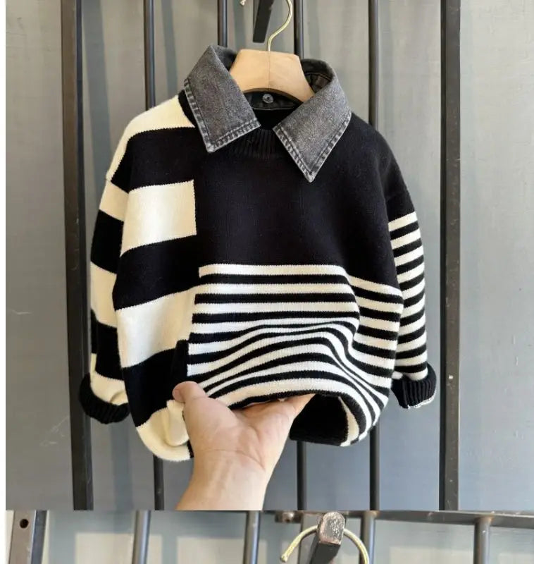 Boys Pullover Sweater Thick Knitwear Cotton Polyester