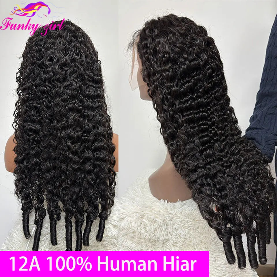 12A Burmese Curly Human Hair Wig Transparent Lace Frontal