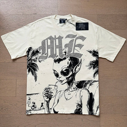 Mixed Emotion Cotton T-Shirt for Couples with Angel Print