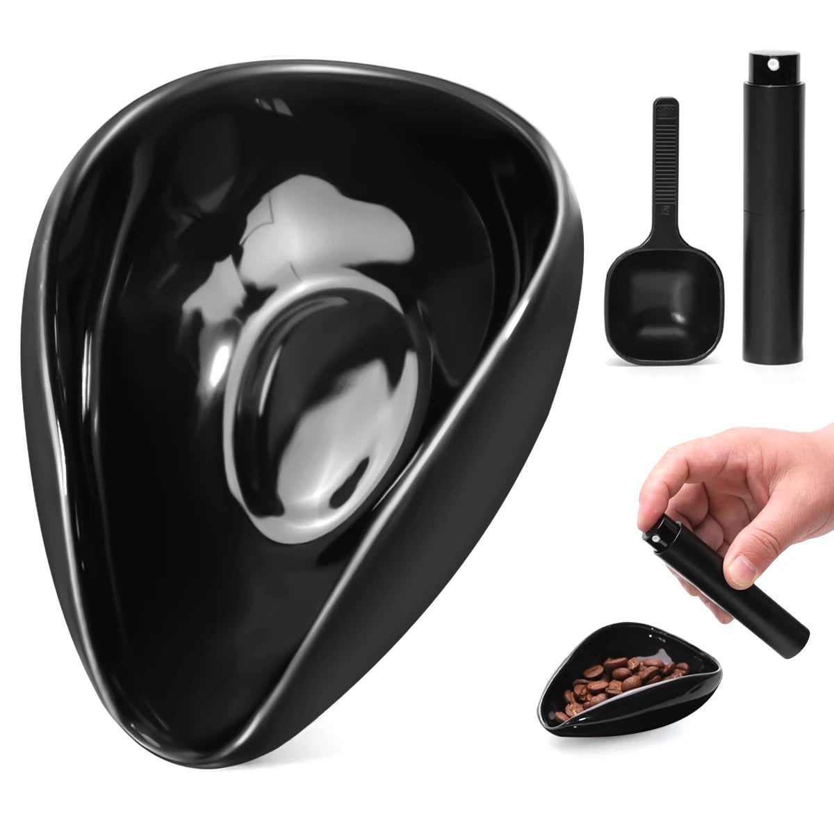 Leeseph Ceramic Coffee Bean Dosing Cup Set Black White