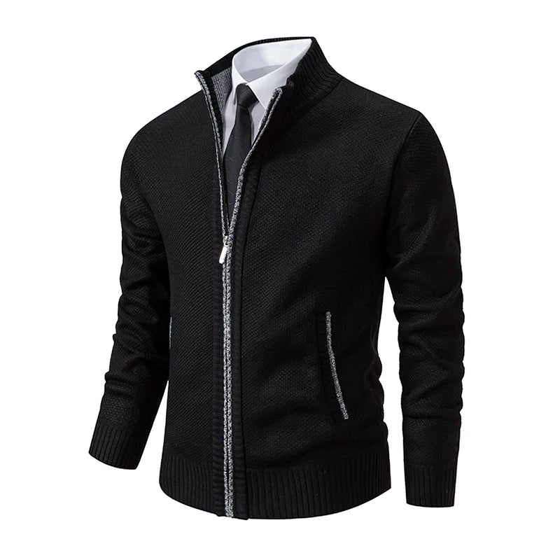Men's Fleece Zipper Cardigan Casual Sports Coat