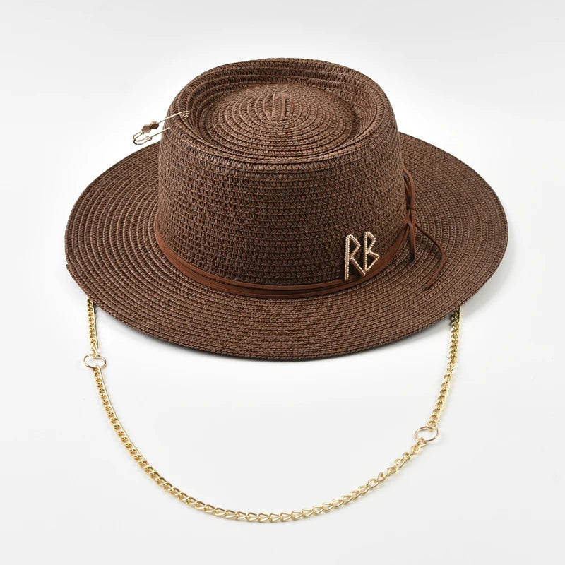Elegant Straw Sun Hat for Women with Ribbon Decoration