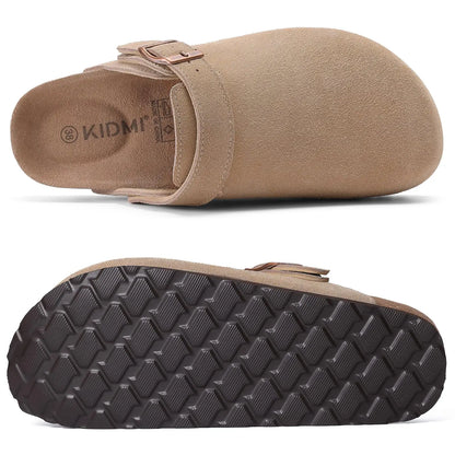 Genuine Leather Clogs with Cork Footbed for Women