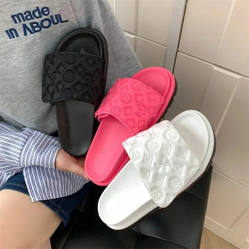 Ladies Canvas Flat Slippers Summer Sandals for Women