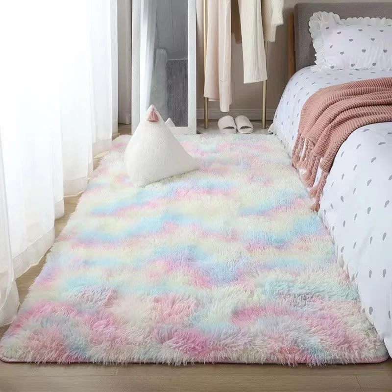 Pink Fluffy Polyester Carpet for Children's Room