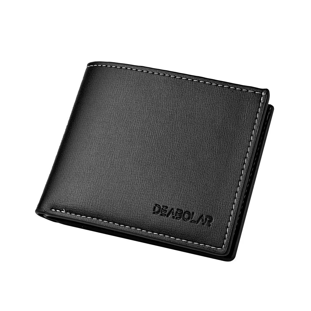 PU Leather Short Wallet for Men in Thin Folding Design