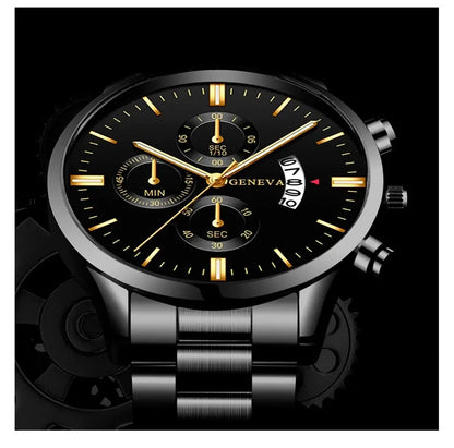 Men's Stainless Steel Quartz Calendar Watch