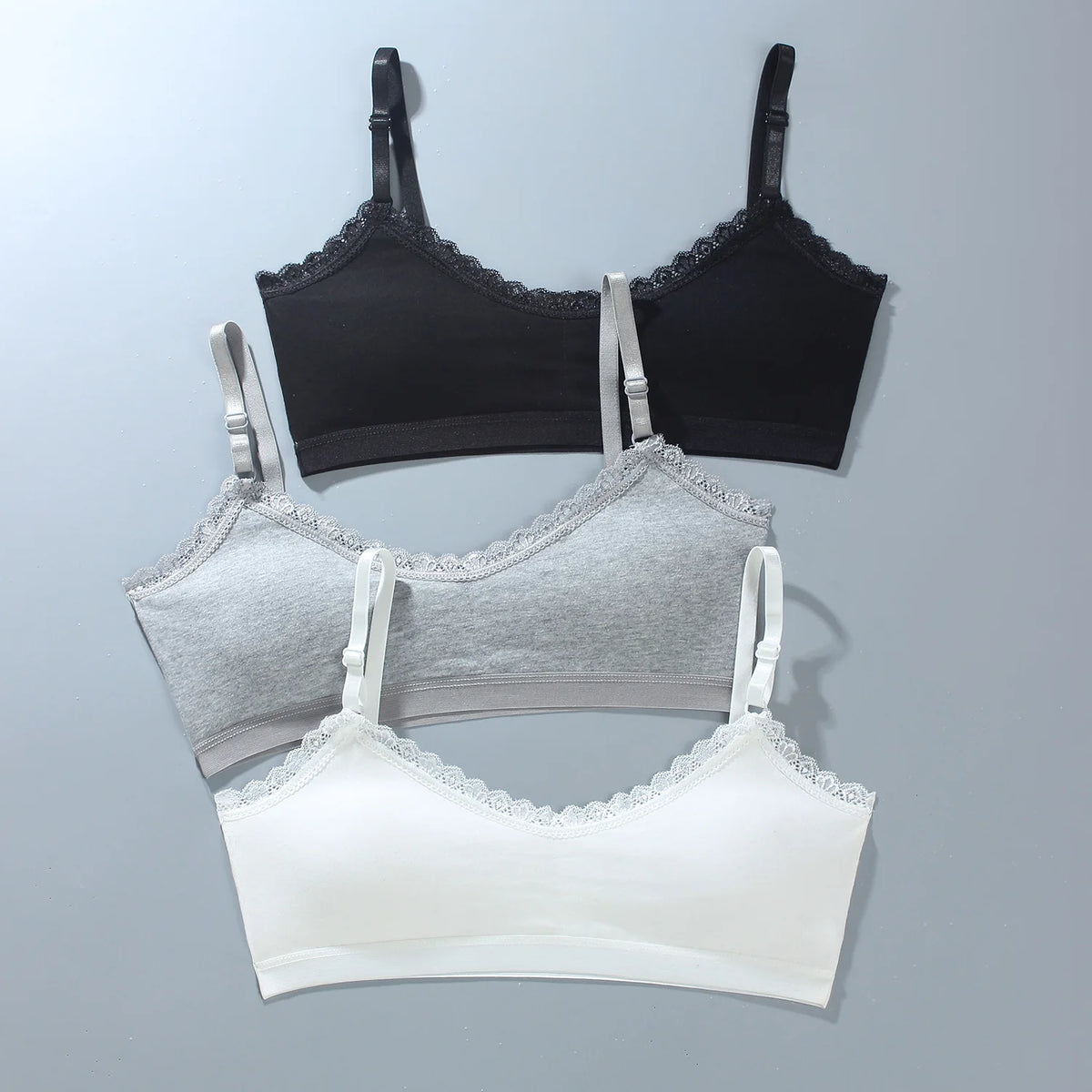 Girls Lace Training Bras Set Cotton Padded Daily Wear