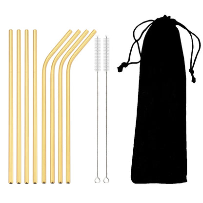 Colorful Metal Drinking Straws Set Stainless Steel
