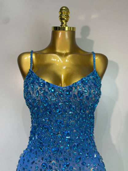Luxury Rhinestone Mesh Bodycon Dress for Women