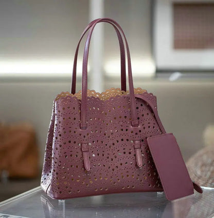 Mini Cowhide Shoulder Handbag Genuine Leather Bucket Bag