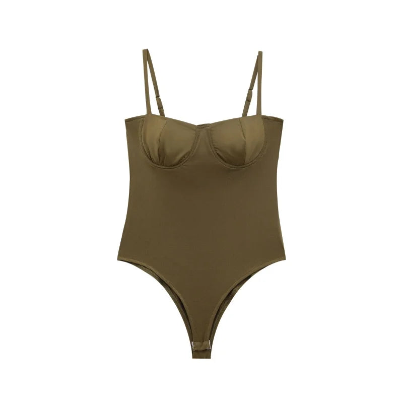 Underwire Spaghetti Strap Bodysuit for Women Casual Slim Fit