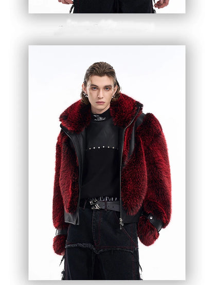 Thick Warm Patchwork Faux Fur Coat for Men