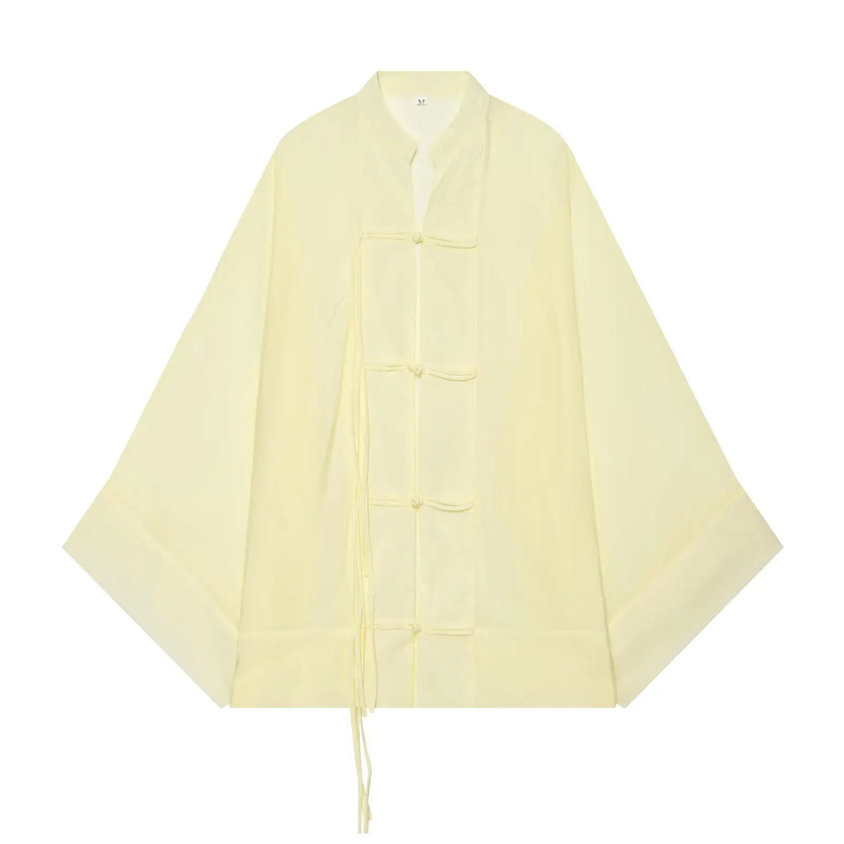 Women's Yellow Long Sleeve Shirt with Knot Decoration