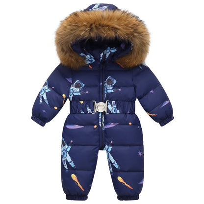 Children's Waterproof Hooded Down Snowsuit for Winter