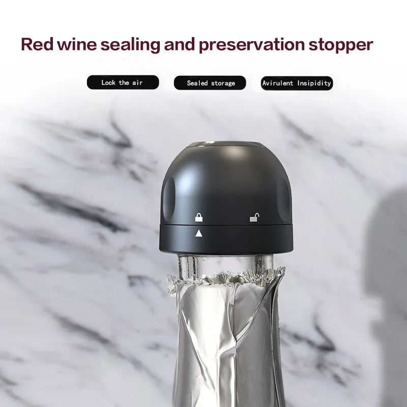 Red Wine Corks Champagne Bottle Stopper Set Black ABS Silicone