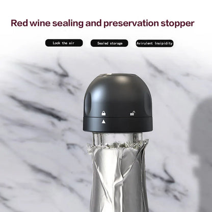 Red Wine Corks Champagne Bottle Stopper Set Black ABS Silicone