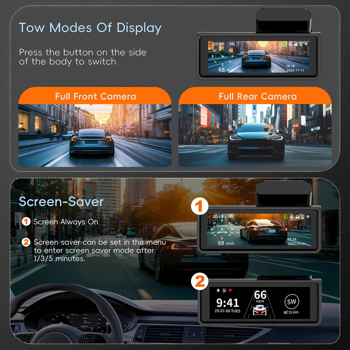 ADAS Dash Cam 4K 2.5K GPS WiFi Night Vision Mini