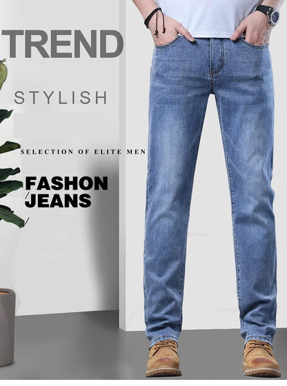 Light Blue Slim Jeans for Men in Stretch Denim