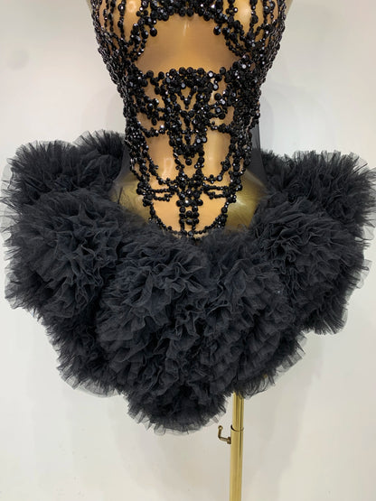 Sexy Rhinestone Mesh Bodycon Mini Dress for Women