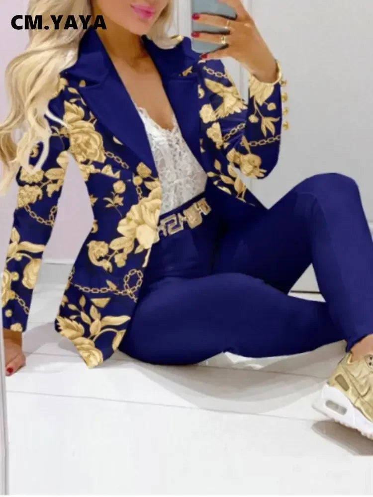 Paisley Butterfly Blazer Suit and Pants Set for Women
