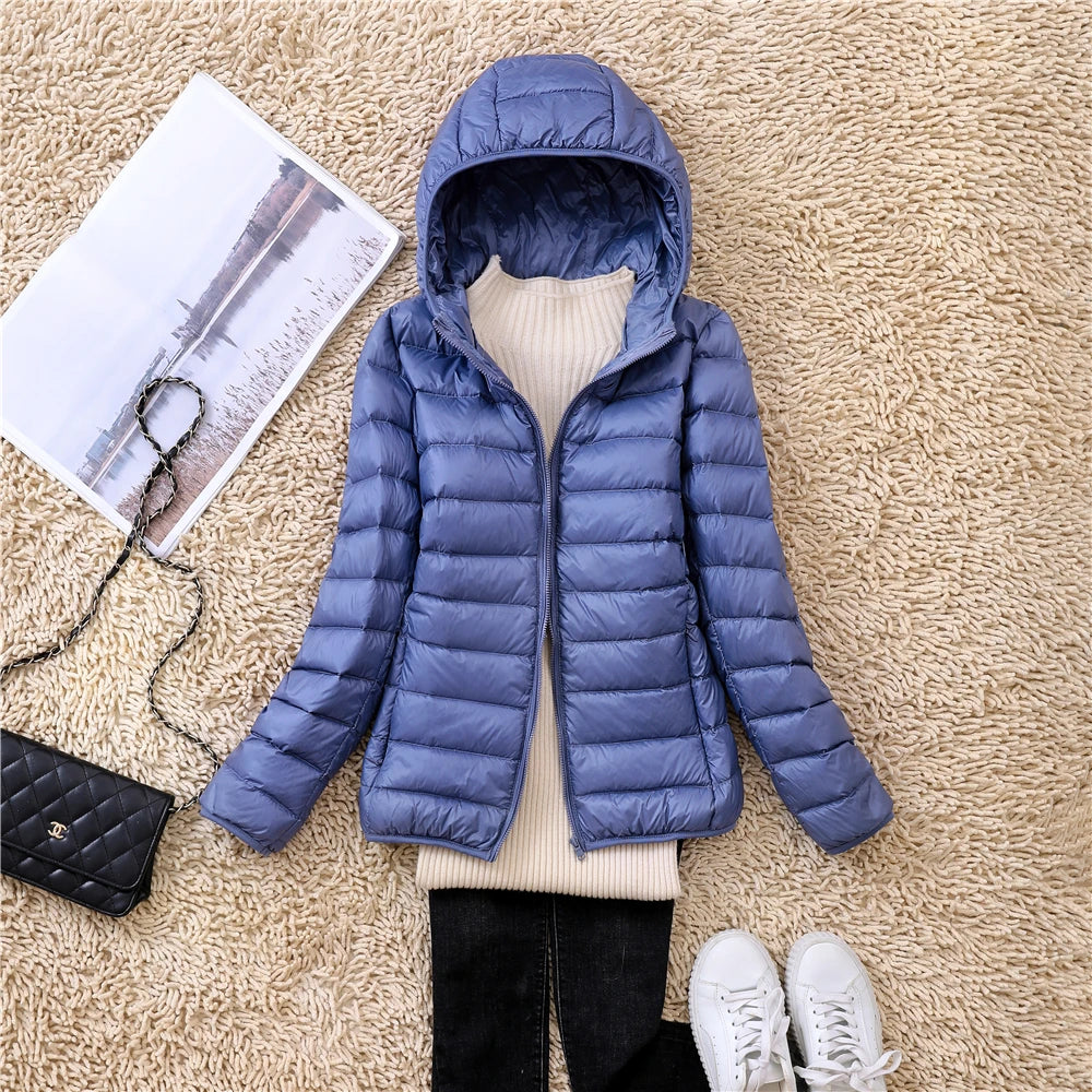 Women Hooded Puffer Jacket Plus Size Lightweight