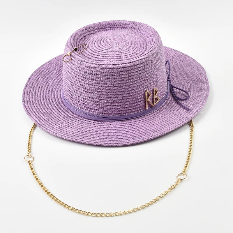Elegant Straw Sun Hat for Women with Ribbon Decoration