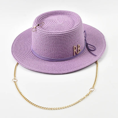 Elegant Straw Sun Hat for Women with Ribbon Decoration