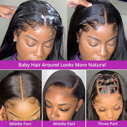 Transparent Bone Straight Lace Front Wig 250% Brazilian Hair